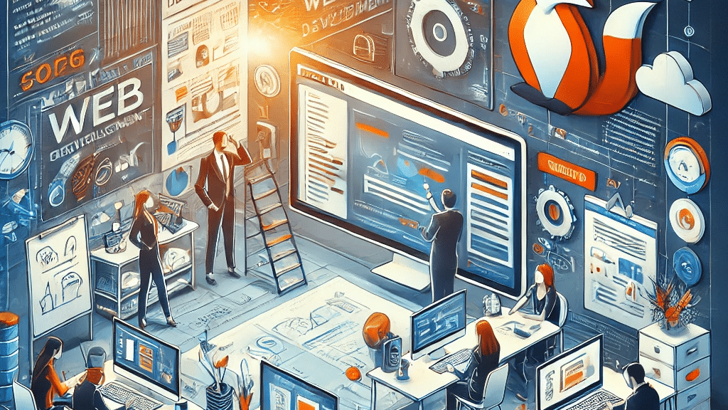 An illustration showcasing a professional web deve 16 9-ideafoxlk